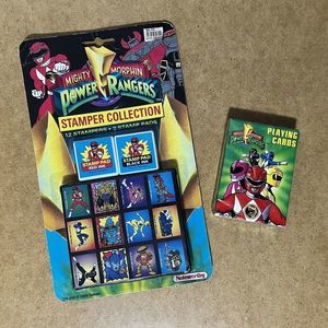 Vintage 1994 Mighty Morphin Power Rangers Playing Cards & Stamper Set Sealed NOS